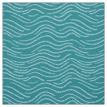 Whimsical Turquoise White Wavy Striped Scribbles Fabric