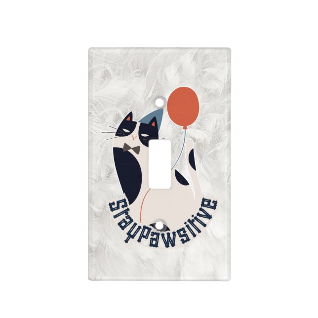  Whimsical Tuxedo Cat Stay Pawsitive Light Switch  Cover (Front)