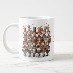 Whimsical Twelve Drummers 12 Days of Christmas Giant Coffee Mug