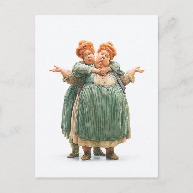 Whimsical Twin Women Portrait Postcard (Front)