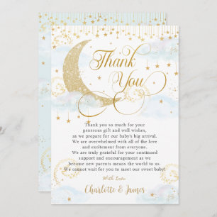 Whimsical Twinkle Little Star Blue Baby Shower Thank You Card