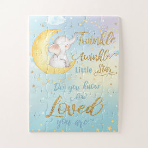 Whimsical Twinkle Little Star Elephant Nursery Jigsaw Puzzle