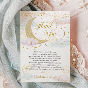 Whimsical Twinkle Little Star Gender Reveal Thank You Card