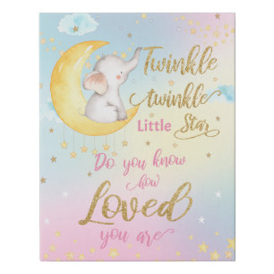 Whimsical Twinkle Twinkle Little Star Nursery Wall Faux Canvas Print