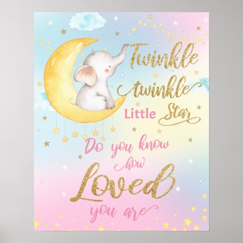 Whimsical Twinkle Twinkle Little Star Nursery Wall Poster
