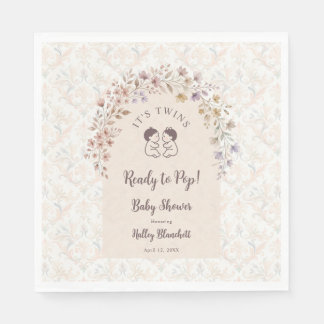 Whimsical Twins Baby Shower Pastel Floral LPM26 Napkins