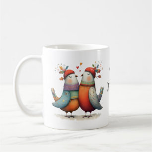 Whimsical Two Turtle Doves 12 Days Christmas 11oz Coffee Mug