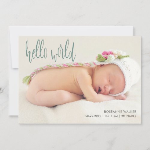 Whimsical Typography  Birth Announcement Card