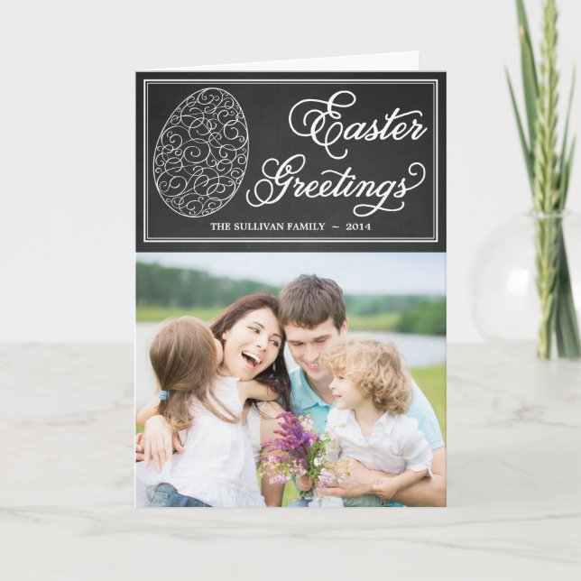 Whimsical Typography Chalkboard Easter Card (Front)