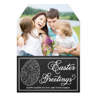 Whimsical Typography Chalkboard Easter Photo Card