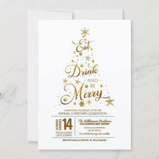 Whimsical Typography Christmas Party Invitation