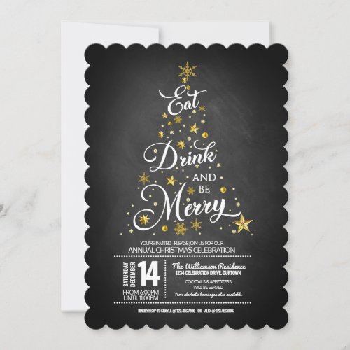 Whimsical Typography Christmas Party Invitation