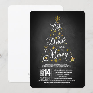 Whimsical Typography Christmas Party Invitation