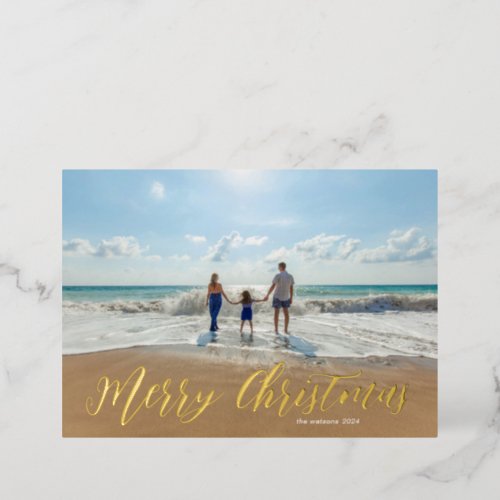 Whimsical Typography Foil Holiday Photo Card