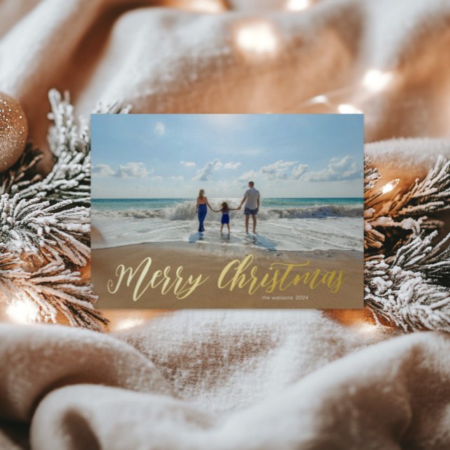 Whimsical Typography Foil Holiday Photo Card (Creator Uploaded)