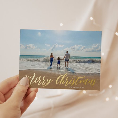 Whimsical Typography Foil Holiday Photo Card