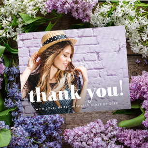 Whimsical Typography Graduation Thank You Photo Postcard