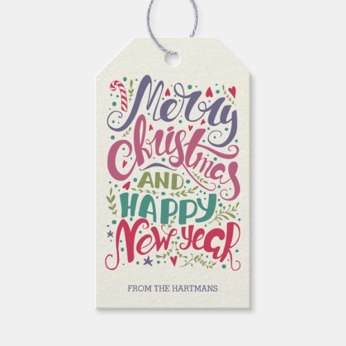 Whimsical Typography Holiday Gift Tags