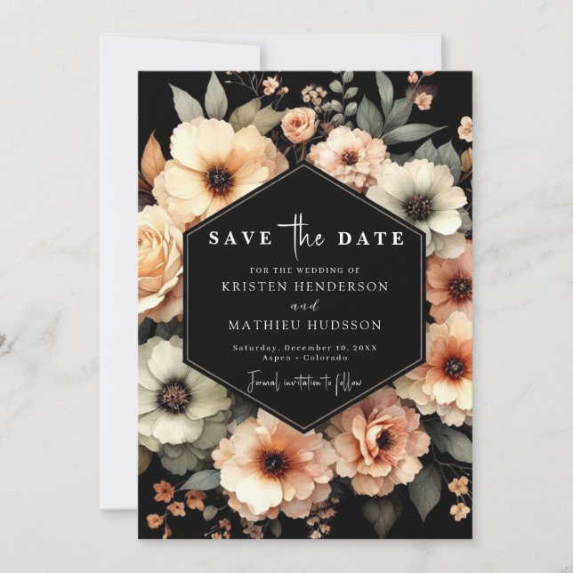 Whimsical Typography Peach Wedding  Save The Date (Front)