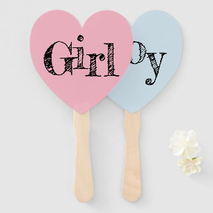 Whimsical Typography Pink Blue Gender Reveal Hand Fan