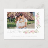 Whimsical Typography Pink Shades Flowers Photo Announcement Postcard (Front)