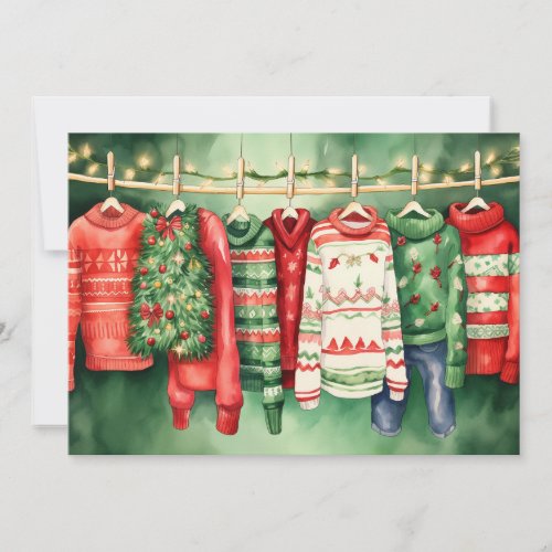 Whimsical Ugly Holiday Sweater Holiday Card