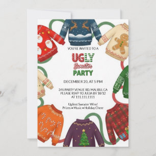 Whimsical Ugly Sweater Holiday Christmas Party Invitation