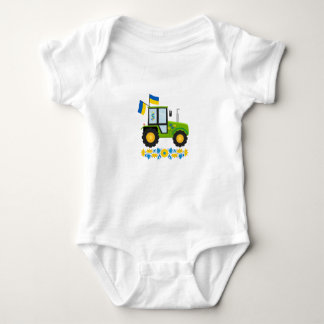 Whimsical Ukraine Tractor  Baby Bodysuit