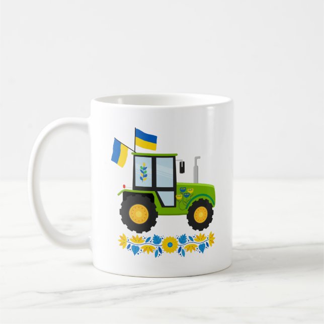 Whimsical Ukraine Tractor Coffee Mug (Left)