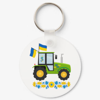 Whimsical Ukraine Tractor  Keychain