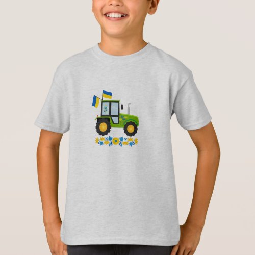 Whimsical Ukraine Tractor Kids T_Shirt