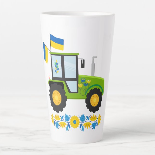 Whimsical Ukraine Tractor  Latte Mug (Front)