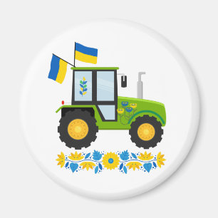 Whimsical Ukraine Tractor Magnet
