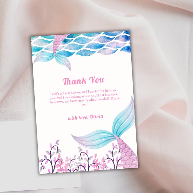 Whimsical Under Sea Mermaid Tail Baby Shower Thank You Card (Whimsical Under Sea Mermaid Tail Baby Shower Thank You Card)
