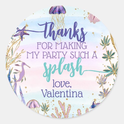 Whimsical Under the Sea Party Thank You Favor Classic Round Sticker