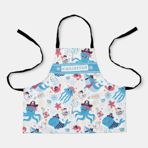 Whimsical Under the Sea Pirate Nautical Theme Apron