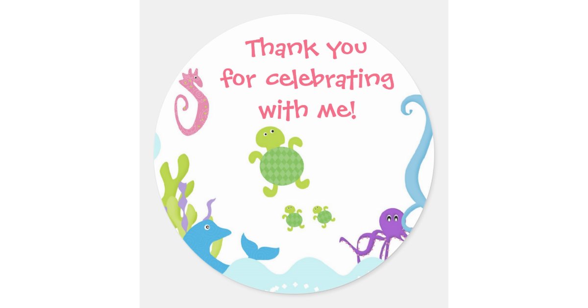 Whimsical Under the Sea Round Sticker Zazzle