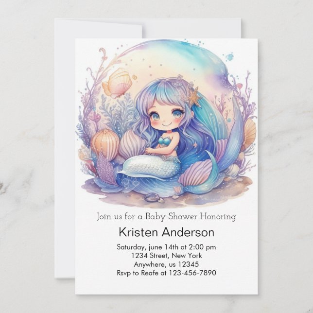 Whimsical Underwater Adventure Mermaid Baby Shower Invitation (Front)