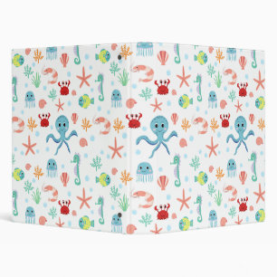 Whimsical Underwater Sea Creatures 3 Ring Binder