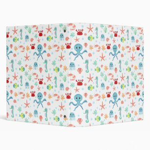 Whimsical Underwater Sea Creatures 3 Ring Binder