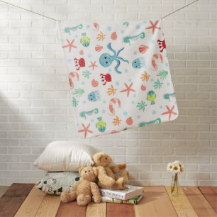 Whimsical Underwater Sea Creatures Baby Blanket