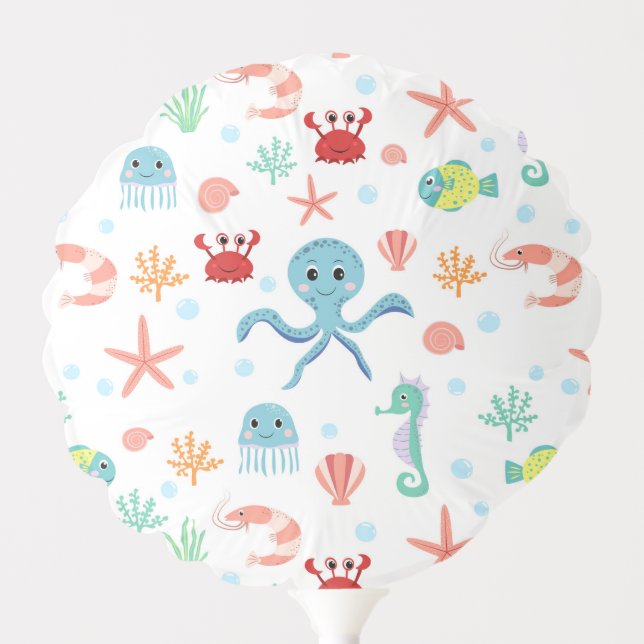 Whimsical Underwater Sea Creatures Balloon (Front)