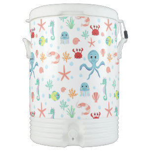 Whimsical Underwater Sea Creatures Beverage Cooler