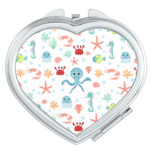Whimsical Underwater Sea Creatures Compact Mirror