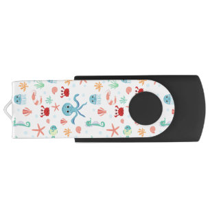 Whimsical Underwater Sea Creatures Flash Drive