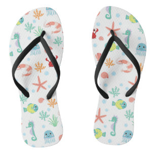 Whimsical Underwater Sea Creatures Flip Flops