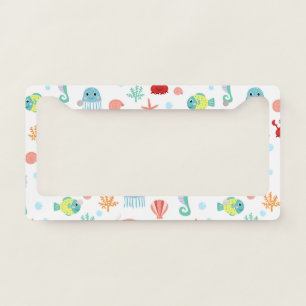 Whimsical Underwater Sea Creatures License Plate Frame