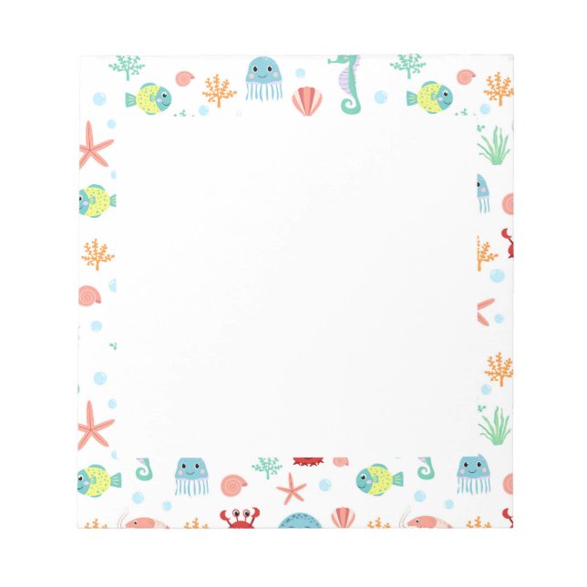 Whimsical Underwater Sea Creatures Notepad (Front)