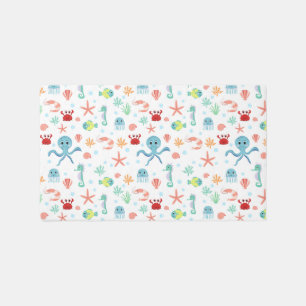 Whimsical Underwater Sea Creatures Outdoor Rug