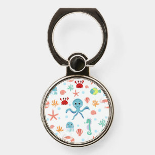 Whimsical Underwater Sea Creatures Phone Ring Stand